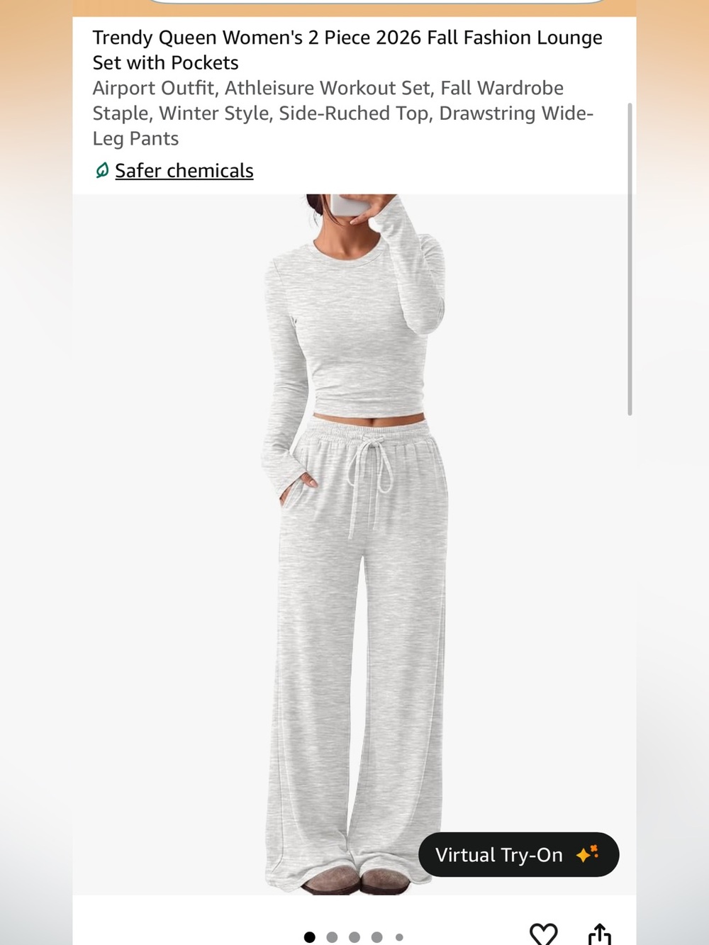 trendy queen 2 pc womens lounge set medium oatmeal gray nwt